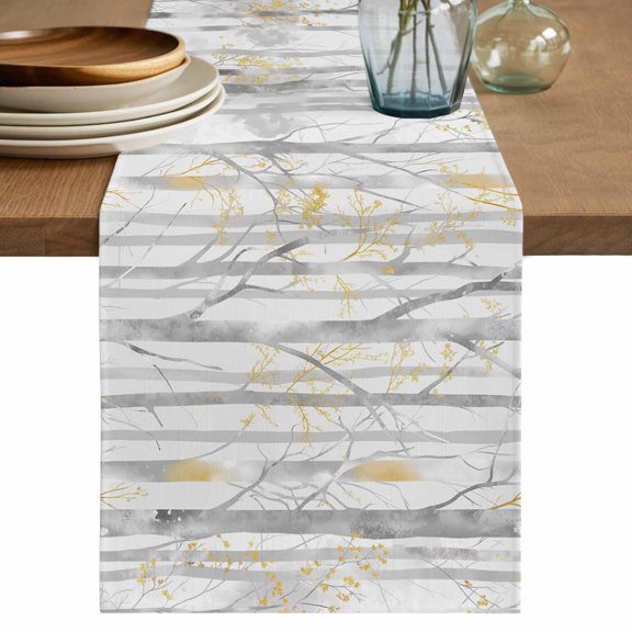 Table Runner Tree%Forest Painting Soft Linen Style Table Runner Cloth Dining Table Decor for Kitchen, Dining Room, Parties, Holiday & Everyday Use 13x36 Inch