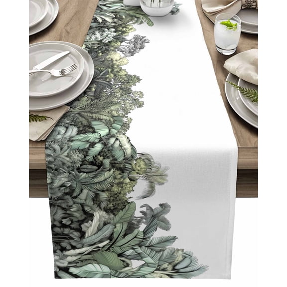 Table Runner Tropical Plant Monstera Table Decoration for Kitchen Dinning Palm Trees Forest Table Decoration for Indoor Outdoor Party Wedding Decor 13x90inch
