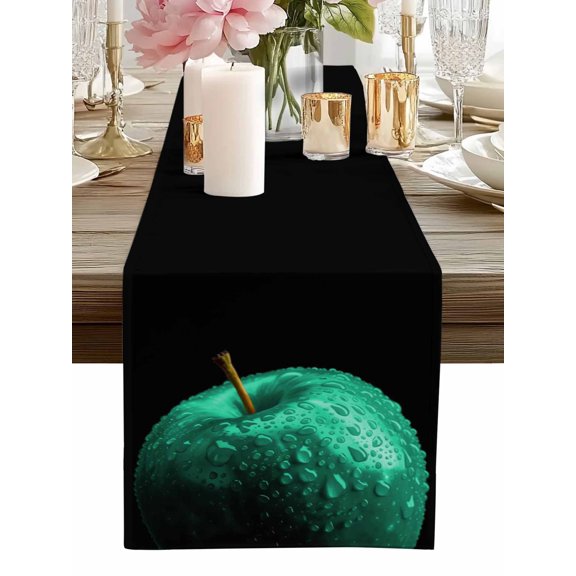 Table Runner Turquoise Fruit Table Runners Berry Drops Cotton Linen Dresser Scarf Kitchen Dining Table Decor for Home Dinner Party Decor 13x36 Inch