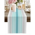 thumbnail image 1 of Table Runner Turquoise Striped Table Runners Grey Lines Stripes Cotton Linen Dresser Scarf Kitchen Dining Table Decor for Home Dinner Party Decor 13x72 Inch, 1 of 9
