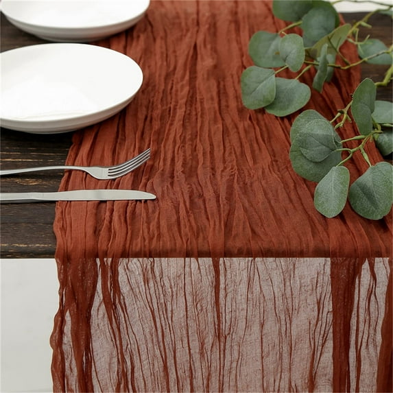Table Runner Verdsylv 1 Piece Cheesecloth Table Runner 90X180 Cm, Distressed Fabric Tablecloth for Wedding Holiday Birthday Dining Room Dresser Decor, Natural, Wedding Table Runner, A