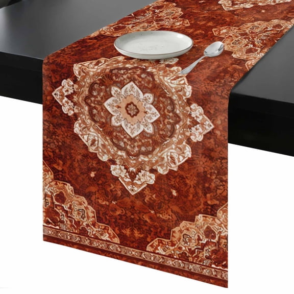 Table Runner Vintage Figure Medieval Ethnic Style Turkish Texture Decorative Dining Table Runner Kitchen Table Decoration for Home, Holiday and Party Use 13x36 Inch