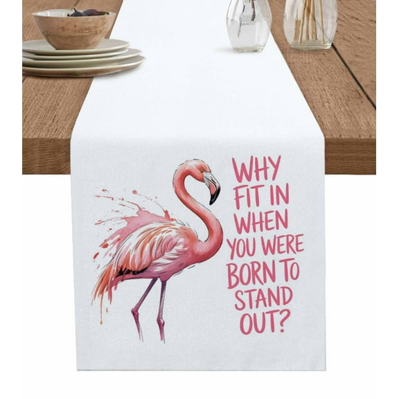 Table Runner Watercolor Flamingo Table Decoration for Kitchen Dinning Retro Pink Bird Table Decoration for Indoor Outdoor Party Wedding Decor 13x72inch