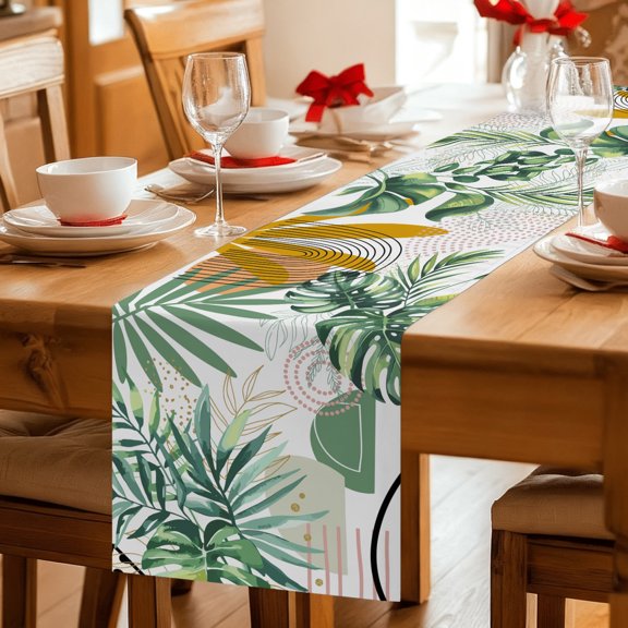 Table Runner Watercolor Turtle Backwood Dresser Scarves 13x36 Inch,Linen Table Runners Bohemian Art Pink Line Tablerunner for Home Dining Indoor Outdoor Wedding Party Tabletop Decor