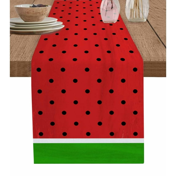 Table Runner Watermelon Fruit Table Decoration for Kitchen Dinning Red Green Table Decoration for Indoor Outdoor Party Wedding Decor 13x72inch