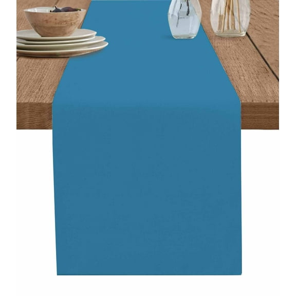 Table Runner Wave Ride Blue Table Decoration for Kitchen Dinning Solid Color Table Decoration for Indoor Outdoor Party Wedding Decor 13x90 Inch