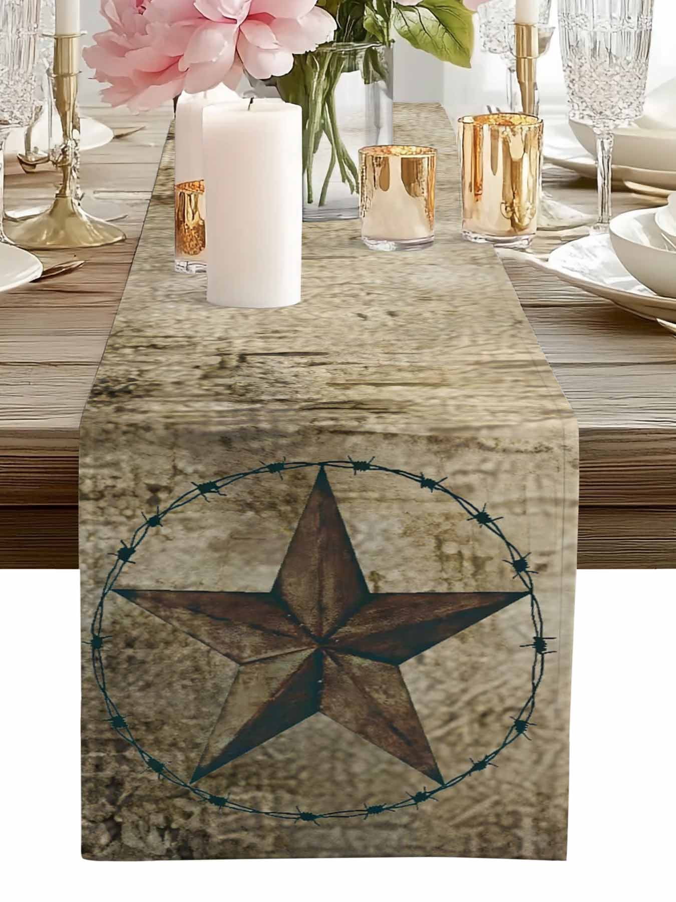 Western Rustic Table Runner Table Runner Western Texas Star Barn Table Runners Rustic Retro Wood ...