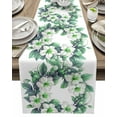 thumbnail image 1 of Table Runner White Green Gardenias Wreath Table Decoration for Kitchen Dinning Floral Leaf Table Decoration for Indoor Outdoor Party Wedding Decor 13x72inch, 1 of 7