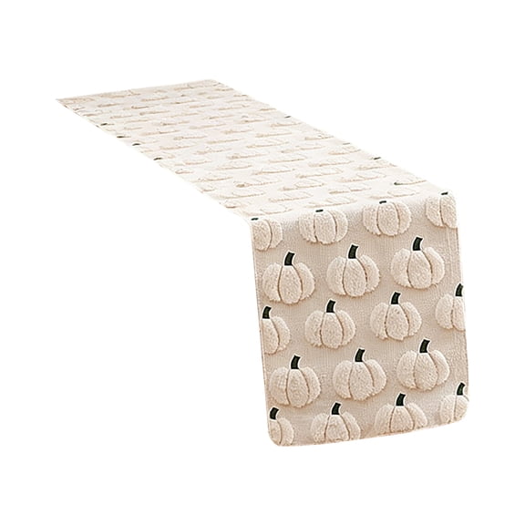 Table Runner White Pumpkin Pattern 1 Piece for Halloween Fall Home Gatherings