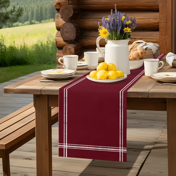 Table Runner,Wine Red Dark Maroon Kitchen Dining Table Runners Tabletop Decorations Burgundy Red Tablerunner Drsser Sarvs for Home Partyo Wdedeng Birthday Decor,13x36in