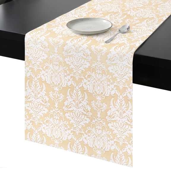 Table Runner Yellow Boho Tribal Decorative Dining Table Runner Bohemian Ethnic Style Kitchen Table Decoration for Home, Holiday and Party Use 13x36 Inch