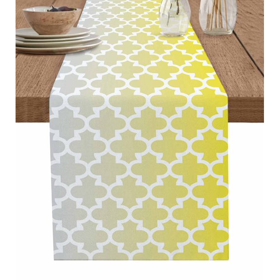 Table Runner Yellow Moroccan Design Table Decoration for Kitchen Dinning Geometric Pattern Table Decoration for Indoor Outdoor Party Wedding Decor 13x72 Inch