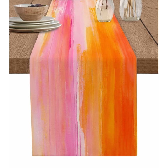 Table Runner Yellow Pink Painting Table Decoration for Kitchen Dinning Abstract Art Table Decoration for Indoor Outdoor Party Wedding Decor 13x90inch