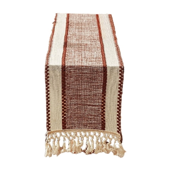 Table Runner with Tassels, Bohemian Table Scarf, Decorative Table Cover, Woven Polyester Runner, for Dining Room Living Room Sideboard Shoe Cabinet