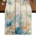 thumbnail image 1 of Table Runners 108 Inches Long Dress Scarves, Beige Beach Coastal Farmhouse Coffee/Dining/Kitchen Table Runner for Living Room, Summer Nautical Coral Shell Botanical Vintage 13x108 Inch, 1 of 9