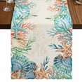 thumbnail image 1 of Table Runners 108 Inches Long Dress Scarves, Beige Coastal Farmhouse Coffee/Dining/Kitchen Table Runner for Living Room, Summer Nautical Beach Coral Starfish 13x108 Inch, 1 of 9