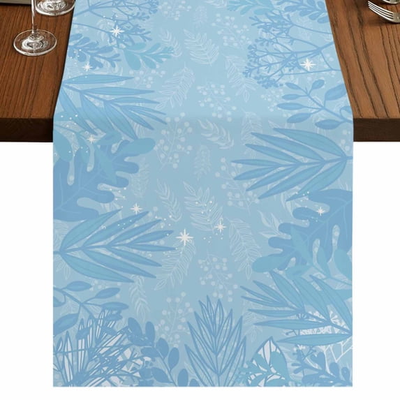 Table Runners 108 Inches Long Dress Scarves, Blue Leaves Farmhouse Coffee/Dining/Kitchen Table Runner for Living Room, Summer Botanical Pastoral 13x108 Inch
