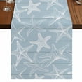 thumbnail image 1 of Table Runners 108 Inches Long Dress Scarves, Blue White Starfish Farmhouse Coffee/Dining/Kitchen Table Runner for Living Room, Coastal Ocean Summer Sea Nautical 13x108 Inch, 1 of 9