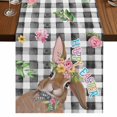 thumbnail image 1 of Table Runners 108 Inches Long Dress Scarves, Bunny Easter Farmhouse Coffee/Dining/Kitchen Table Runner for Living Room, Rabbit Black White Plaid Farmhouse 13x108 Inch, 1 of 9