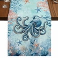 thumbnail image 1 of Table Runners 108 Inches Long Dress Scarves, Coastal Octopus Blue Farmhouse Coffee/Dining/Kitchen Table Runner for Living Room, Summer Beach Nautical Coral Starfish 13x108 Inch, 1 of 9