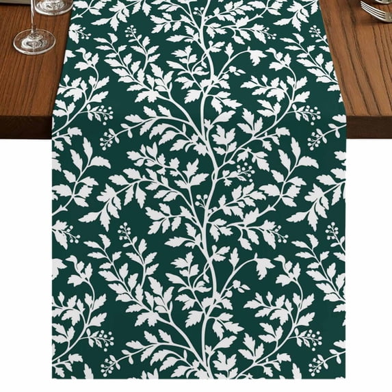 Table Runners 108 Inches Long Dress Scarves, Dark Green Spring Floral Farmhouse Coffee/Dining/Kitchen Table Runner for Living Room, Farmhouse Flowers Elegant Pastoral 13x108 Inch