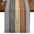 thumbnail image 1 of Farmhouse Haze Blue Brown 108 Inch Table Runner, Vintage Wooden Striped Farmhouse Dresser Scarf Cotton & Linen Tablerunner for Dining/Kitchen Island/Holiday Party Décor 13" x 108", 1 of 9