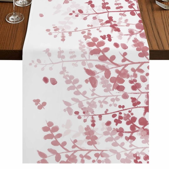 Table Runners 108 Inches Long Dress Scarves, Pink Leaves Farmhouse Coffee/Dining/Kitchen Table Runner for Living Room, Summer Botanical 13x108 Inch