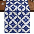 thumbnail image 1 of Table Runners 108 Inches Long Dress Scarves, Retro Rhombus Farmhouse Coffee/Dining/Kitchen Table Runner for Living Room, Morocco Abstract Geometric Art Navy Blue 13x108 Inch, 1 of 9