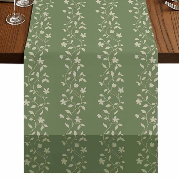 Table Runners 108 Inches Long Dress Scarves, Sage Green Floral Farmhouse Coffee/Dining/Kitchen Table Runner for Living Room, Spring Flowers 13x108 Inch