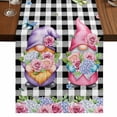 thumbnail image 1 of Table Runners 108 Inches Long Dress Scarves, Spring Gnomes Farmhouse Coffee/Dining/Kitchen Table Runner for Living Room, Botanical Rose Leaves Black Buffalo Plaid 13x108 Inch, 1 of 9