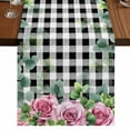 thumbnail image 1 of Table Runners 108 Inches Long Dress Scarves, Spring Pink Roses Farmhouse Coffee/Dining/Kitchen Table Runner for Living Room, Pastoral Eucalyptus Black White Plaid 13x108 Inch, 1 of 9