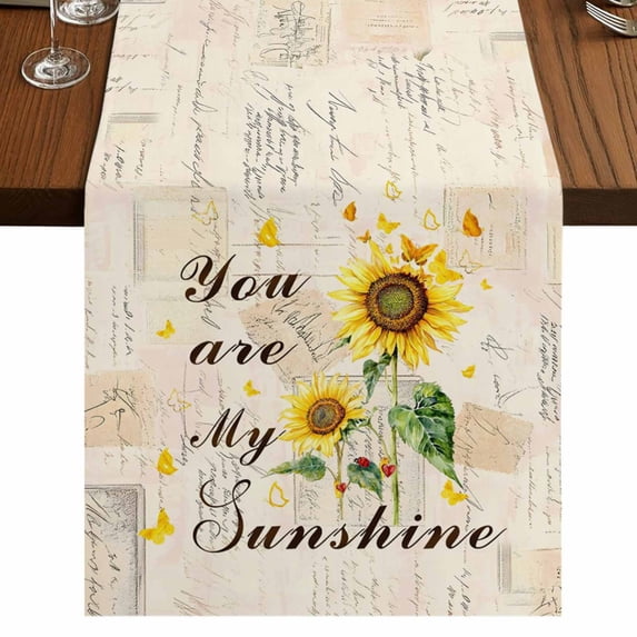 Table Runners 108 Inches Long Dress Scarves, Sunflower Farmhouse Coffee/Dining/Kitchen Table Runner for Living Room, Vintage Botanical 13x108 Inch