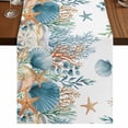 thumbnail image 1 of Table Runners 108 Inches Long Dress Scarves, Teal Blue Coastal Farmhouse Coffee/Dining/Kitchen Table Runner for Living Room, Summer Beach Starfish Shell Coral Nautical 13x108 Inch, 1 of 9