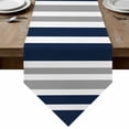 thumbnail image 1 of Table Runners 108 Inches Long, Navy Blue Grey Striped Cotton Linen Kitchen Dining Coffee Table Runner for Party Home Decor, Modern Minimalist Ombre Lines Tabletop Dresser Scarves Runner 13x108 Inch, 1 of 9