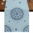 thumbnail image 1 of Table Runners 120 Inches Long Dress Scarves, Blue Floral Farmhouse Coffee/Dining/Kitchen Table Runner for Living Room, Farmhouse Abstract Country Flowers Art 13x120 Inch, 1 of 9