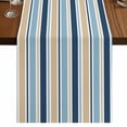 thumbnail image 1 of Table Runners 120 Inches Long Dress Scarves, Blue Khaki Striped Farmhouse Coffee/Dining/Kitchen Table Runner for Living Room, Farmhouse Stripes Modern Abstract Art 13x120 Inch, 1 of 9