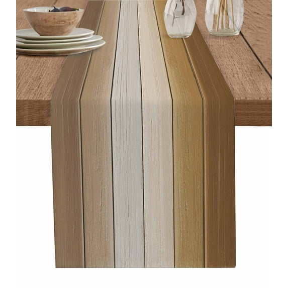Table Runners 120 Inches Long Dress Scarves, Brown Beige Farmhouse Coffee/Dining/Kitchen Table Runner for Living Room, Farmhouse Vintage Gradient Wooden Grain 13x120 Inch