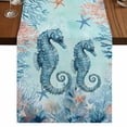 thumbnail image 1 of Table Runners 120 Inches Long Dress Scarves, Coastal Seahorse Blue Farmhouse Coffee/Dining/Kitchen Table Runner for Living Room, Summer Beach Nautical Coral Starfish 13x120 Inch, 1 of 9