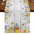 thumbnail image 1 of Table Runners 120 Inches Long Dress Scarves, Daisy Spring Floral Farmhouse Coffee/Dining/Kitchen Table Runner for Living Room, Farmhouse Botanical Green Leaves Wooden 13x120 Inch, 1 of 9