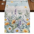 thumbnail image 1 of Table Runners 120 Inches Long Dress Scarves, Floral Eucalyptus Leaves Farmhouse Coffee/Dining/Kitchen Table Runner for Living Room, Daisy Summer Botanical Wooden 13x120 Inch, 1 of 9