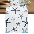 thumbnail image 1 of Table Runners 120 Inches Long Dress Scarves, Navy Blue Starfish Farmhouse Coffee/Dining/Kitchen Table Decor Table Runner for Living Room, Coastal Summer Beach Nautical 13x120 Inch, 1 of 9