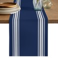 thumbnail image 1 of Table Runners 120 Inches Long Dress Scarves, Navy Blue Striped Farmhouse Coffee/Dining/Kitchen Table Decor Table Runner for Living Room, Farmhouse White Stripes Aesthetics 13x120 Inch, 1 of 9