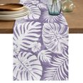 thumbnail image 1 of Table Runners 120 Inches Long Dress Scarves, Palm Tree Monstera Farmhouse Coffee/Dining/Kitchen Table Decor Table Runner for Living Room, Purple White Leaf Boho Botanical Tropical 13x120 Inch, 1 of 9