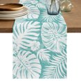 thumbnail image 1 of Table Runners 120 Inches Long Dress Scarves, Palm Tree Monstera Farmhouse Coffee/Dining/Kitchen Table Decor Table Runner for Living Room, Turquoise White Botanical Leaf Boho 13x120 Inch, 1 of 9