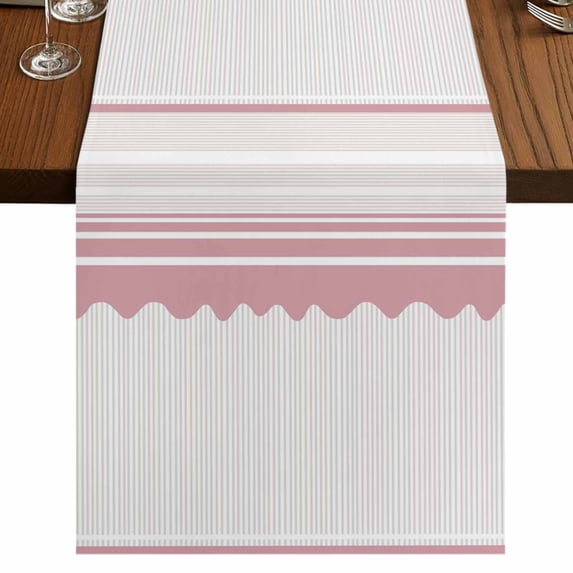 Table Runners 120 Inches Long Dress Scarves, Pink Purple Striped Farmhouse Coffee/Dining/Kitchen Table Runner for Living Room, Abstract Modern Geometric Stripes 13x120 Inch