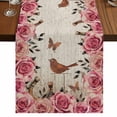 thumbnail image 1 of Table Runners 120 Inches Long Dress Scarves, Pink Roses Birds Vintage Farmhouse Coffee/Dining/Kitchen Table Runner for Living Room, Spring Floral Butterflies 13x120 Inch, 1 of 9