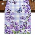 thumbnail image 1 of Table Runners 120 Inches Long Dress Scarves, Purple Flowers Farmhouse Coffee/Dining/Kitchen Table Runner for Living Room, Butterfly Spring Floral Checkered Farmhouse 13x120 Inch, 1 of 9