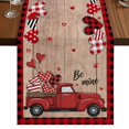 thumbnail image 1 of Table Runners 120 Inches Long Dress Scarves, Red Valentine's Day Farmhouse Coffee/Dining/Kitchen Table Runner for Living Room, Truck Plaid Love Heart Wooden 13x120 Inch, 1 of 9