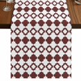 thumbnail image 1 of Table Runners 120 Inches Long Dress Scarves, Retro Boho Farmhouse Coffee/Dining/Kitchen Table Runner for Living Room, Dark Red Geometric Pattern Rhombic Bohemia 13x120 Inch, 1 of 9