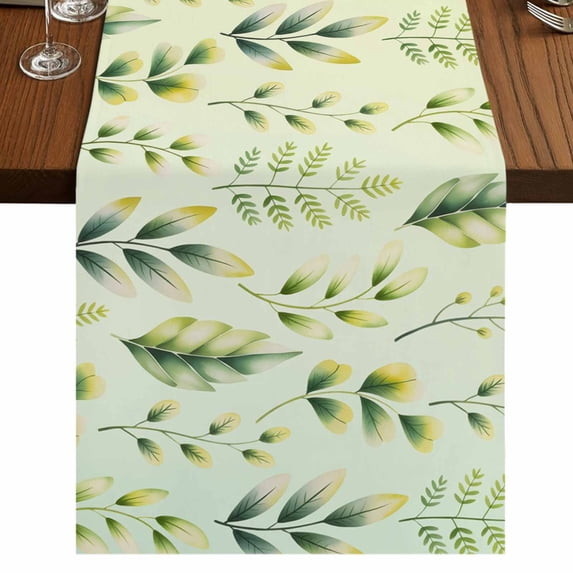 Table Runners 120 Inches Long Dress Scarves, Sage Green Leaves Farmhouse Coffee/Dining/Kitchen Table Runner for Living Room, Summer Botanical Farmhouse Leaf 13x120 Inch